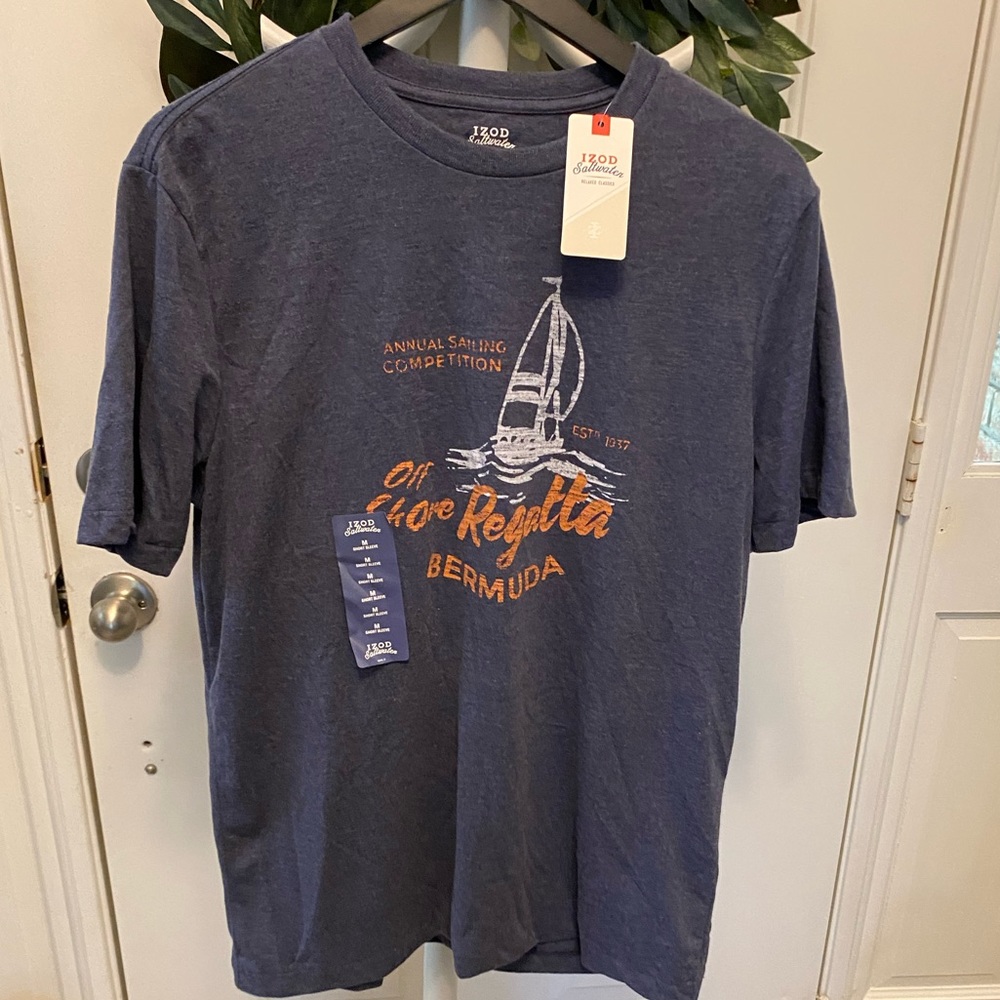 NWT Izod Saltwater Sailboat Graphic T Shirt SS M